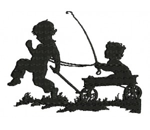 Stickserie Nostalgie Silhouette - Pferd spielen